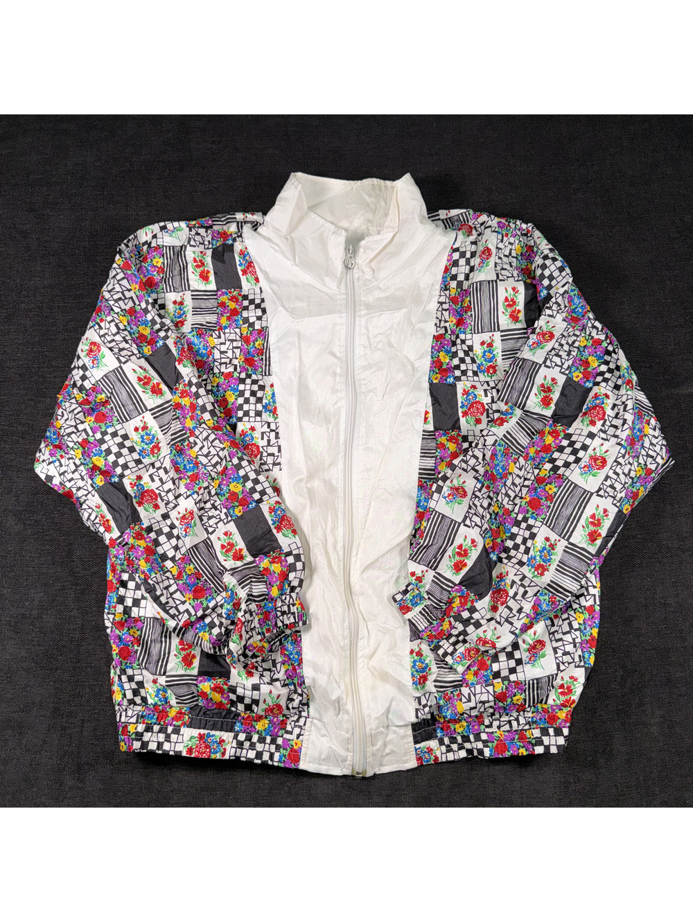 Lavon Vintage Floral Patchwork Windbreaker Jacket Size L